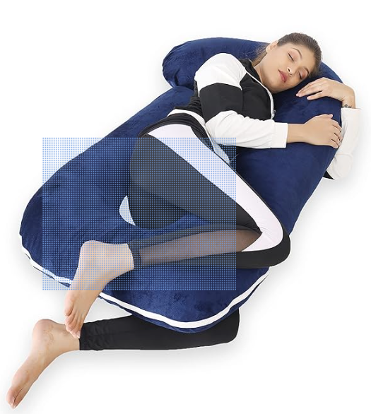 Pregnancy Pillows for Sleeping J-Shape Full Body Pillow and Maternity Support - for Back, HIPS, Legs, Belly for Pregnant Women with Removable Washable Velvet Cover (Grey)